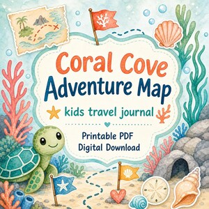 Coral Cove Abenteuerkarte | Kinder Reisetagebuch | Druckbare PDF | Digitaler Download Bild 1