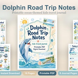 Dolfijn roadtripnotities | reisdagboek voor kinderen | Afdrukbare pdf | Digitale download afbeelding 2