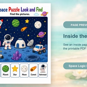 Space Logic Puzzles | Space Activity Sheets | Printable PDF | Digital Download image 10