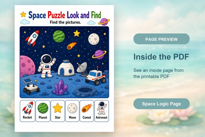 Space Logic Puzzles | Space Activity Sheets | Printable PDF | Digital Download image 10