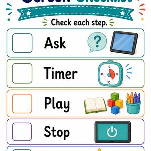 Pasos para controlar el tiempo frente a la pantalla / Tabla de control del tiempo frente a la pantalla / PDF imprimible / Descarga digital imagen 6