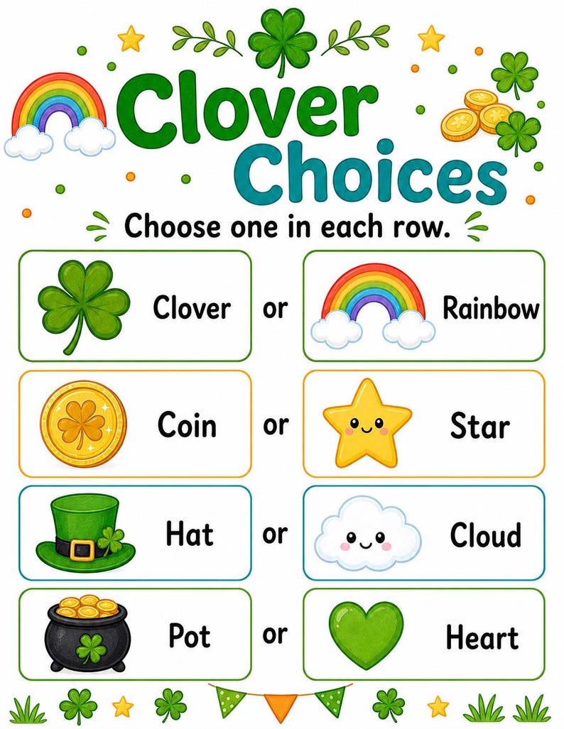 Aktivitetsblad för lyckoklöver | Aktivitetsblad för St Patricks Day | Utskrivbar PDF | Digital nedladdning bild 6