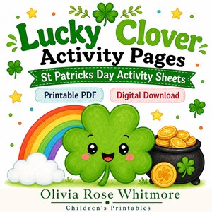 Aktivitetsblad för lyckoklöver | Aktivitetsblad för St Patricks Day | Utskrivbar PDF | Digital nedladdning bild 1