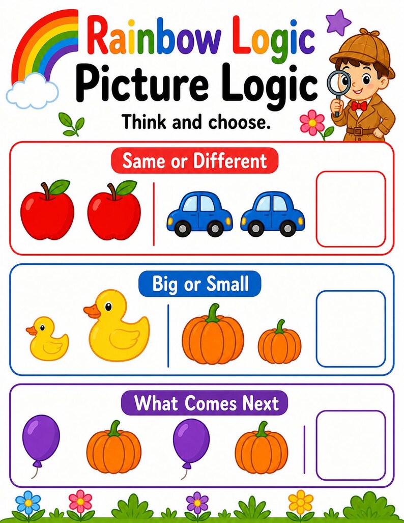 Rainbow Logic Pages | Color Puzzle Worksheets | Printable PDF | Digital Download image 7