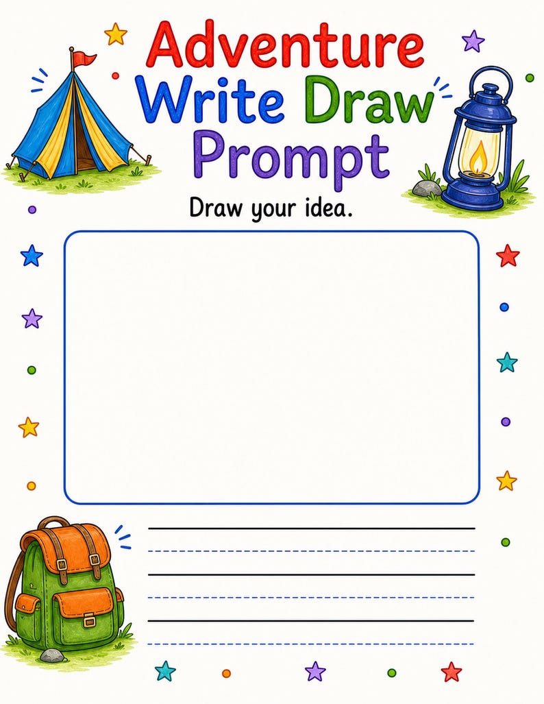 Draw Your Own Adventure | Adventure Writing Prompts | Printable PDF | Digital Download image 3