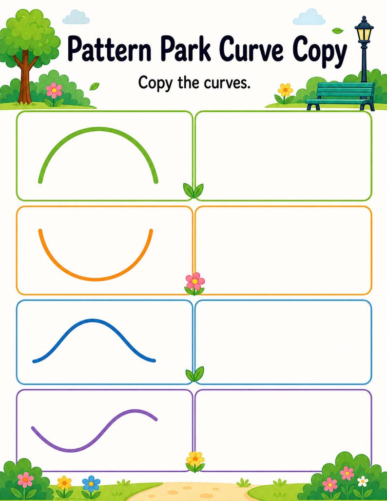 Vorschrift Pattern Park | Arbeitsblätter zum Vorschreiben | Druckbare PDF | Digitaler Download Bild 4