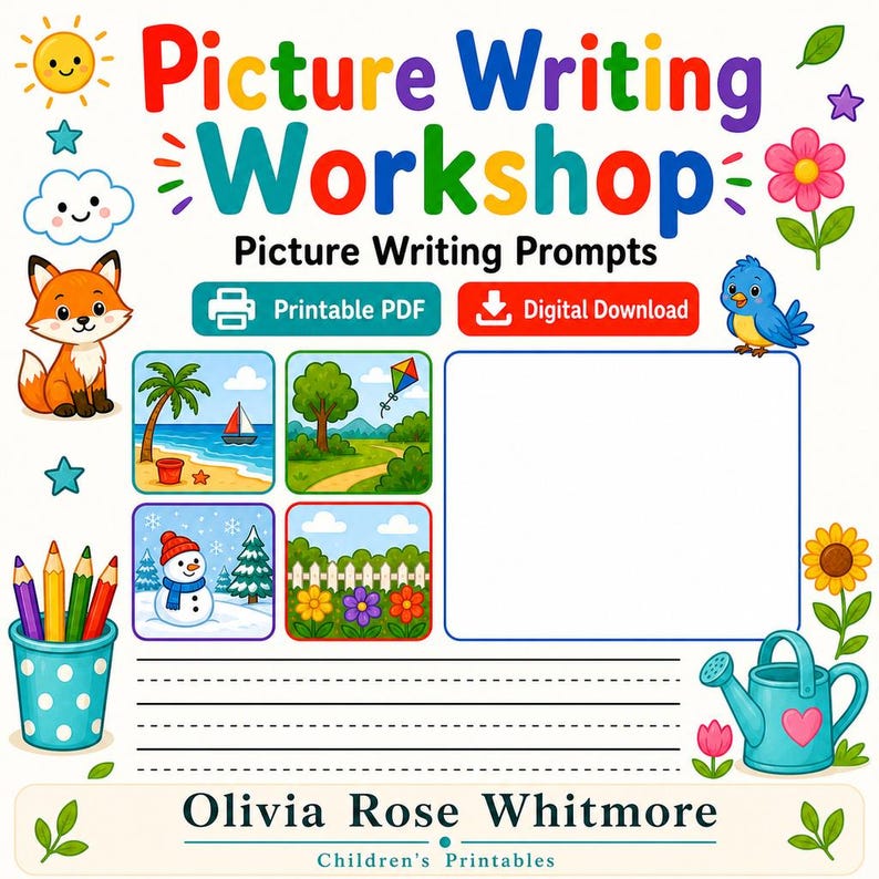 Picture Writing Workshop | Picture Writing Prompts | Printable PDF | Digital Download image 1