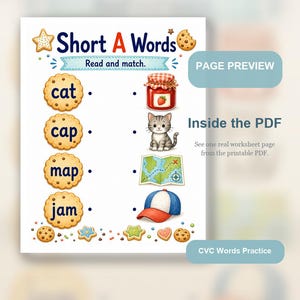 Cookie CVC Wörter | CVC Wörter Arbeitsblätter | Druckbare PDF | Digitaler Download Bild 9