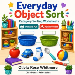 Everyday Object Sort | Category Sorting Worksheets | Printable PDF | Digital Download image 1