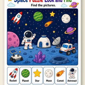 Space Logic Puzzles | Space Activity Sheets | Printable PDF | Digital Download image 9