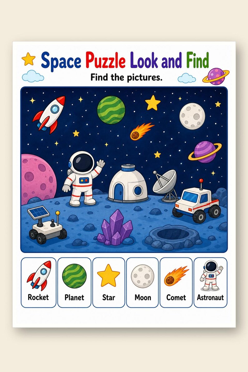 Space Logic Puzzles | Space Activity Sheets | Printable PDF | Digital Download image 9
