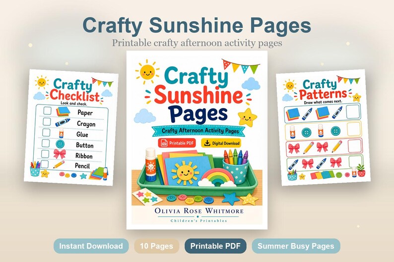 Crafty Sunshine Seiten | Crafty Nachmittag Aktivität Seiten | Druckbare PDF | Digitaler Download Bild 2
