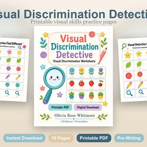 Detective visuele discriminatie | Werkbladen visuele discriminatie | Afdrukbare pdf | Digitale download afbeelding 2