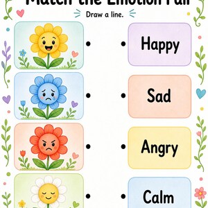 Bijpassende tuin | Werkblad emotie matchen | Afdrukbare pdf | Digitale download afbeelding 5