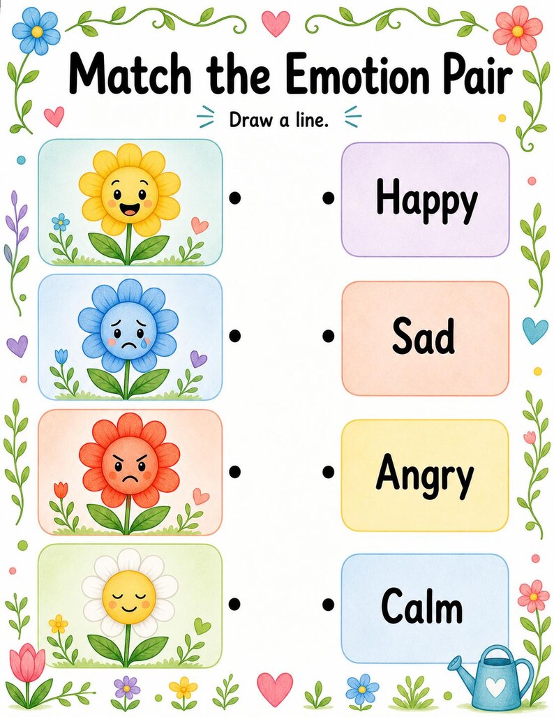 Bijpassende tuin | Werkblad emotie matchen | Afdrukbare pdf | Digitale download afbeelding 5