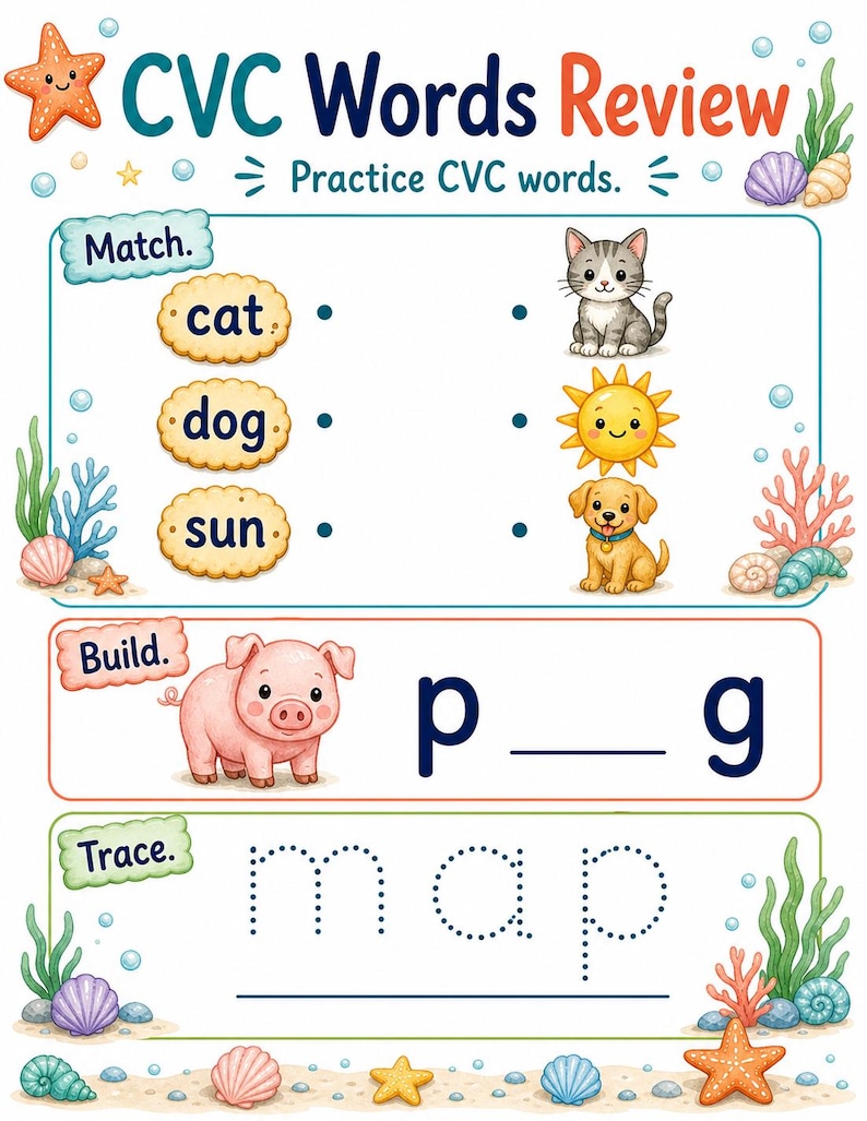 Cookie CVC Wörter | CVC Wörter Arbeitsblätter | Druckbare PDF | Digitaler Download Bild 7