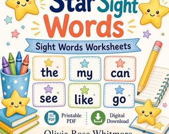 Star Sight Words | Sight Words Worksheets | Printable PDF | Digital Download