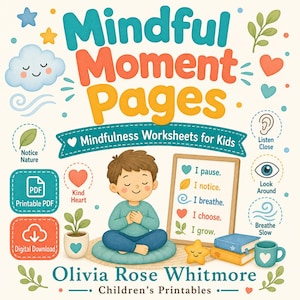 Páginas de Momentos de Atención Plena / Hojas de Trabajo de Atención Plena para Niños / PDF Imprimible / Descarga Digital imagen 1
