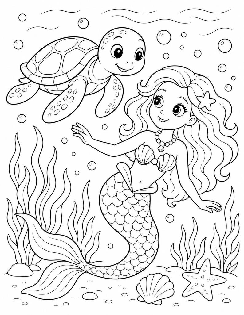 Mermaid Lagoon Coloring Pages | Mermaid Coloring Pages | Printable PDF | Digital Download image 5