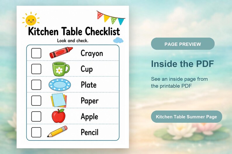 Páginas para la mesa de la cocina soleada / Páginas de verano para la mesa de la cocina / PDF imprimible / Descarga digital imagen 10