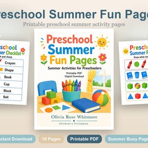 Vorschule Sommer Spaß Seiten | Sommer-Aktivitäten für Kinder im Vorschulalter | Druckbare PDF | Digitaler Download Bild 2