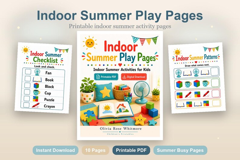 Indoor Sommer Spiel Seiten | Indoor-Sommeraktivitäten für Kinder | Druckbare PDF | Digitaler Download Bild 2