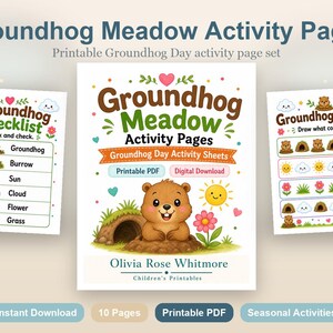 Groundhog Meadow Activity Pages | Groundhog Day Activity Sheets | Printable PDF | Digital Download image 2