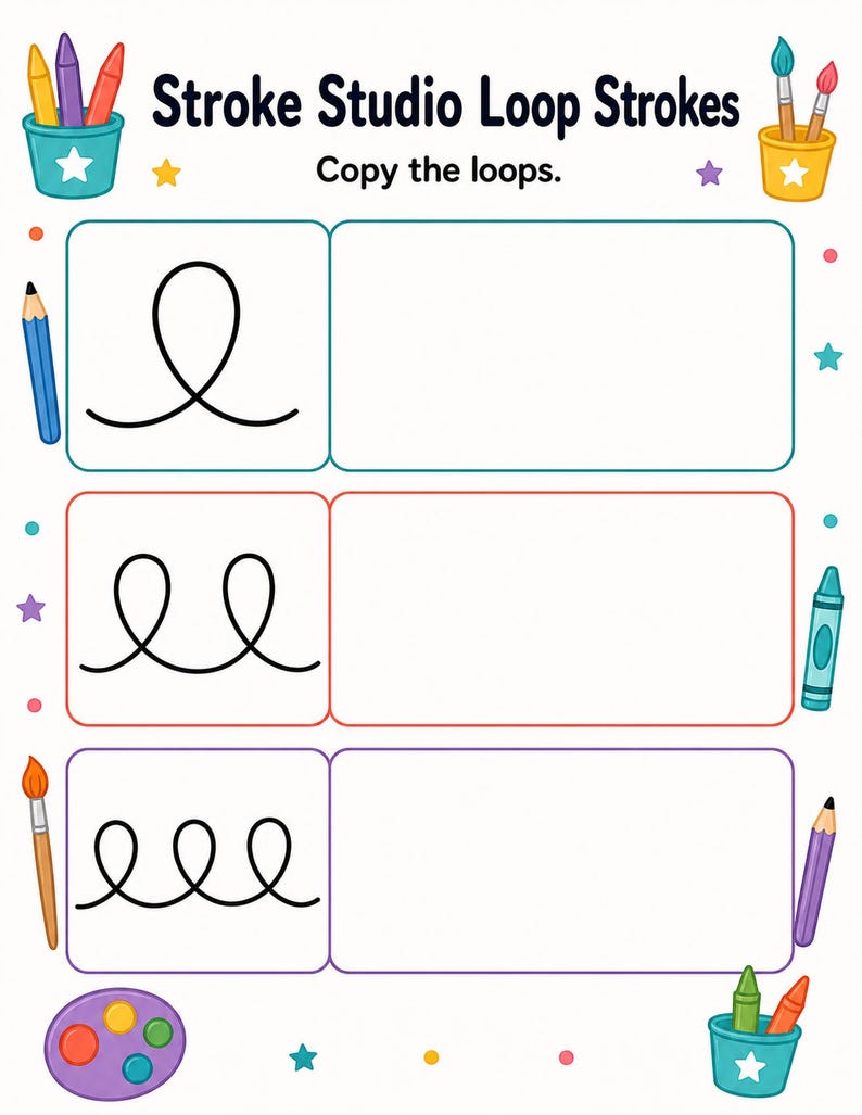 Stroke Practice Studio | Stroke Practice Worksheets | Printable PDF | Digital Download image 6