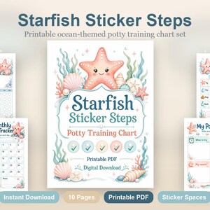 Starfish Sticker Steps | Potty Training Chart | Printable PDF | Digital Download image 2