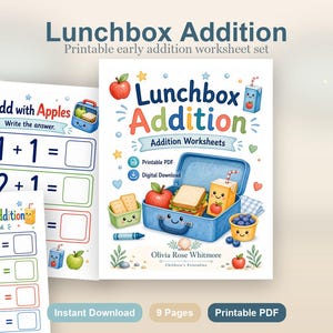 Lunchbox Addition | Addition Worksheets | Printable PDF | Digital Download image 2