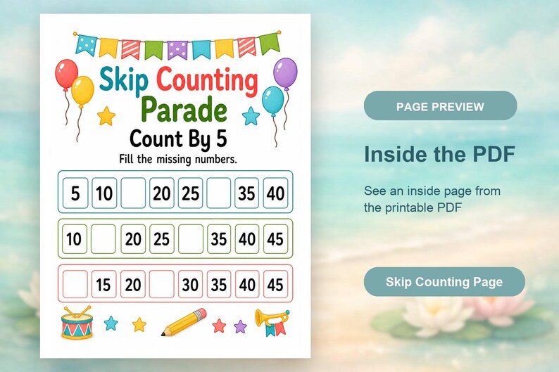 Skip Counting Parade | Skip Counting Worksheets | Printable PDF | Digital Download image 10