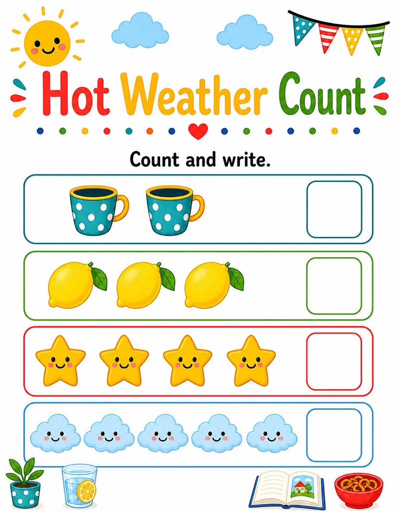 Hot Weather Home Pages | Hot Weather Activities for Kids | Printable PDF | Digital Download image 5