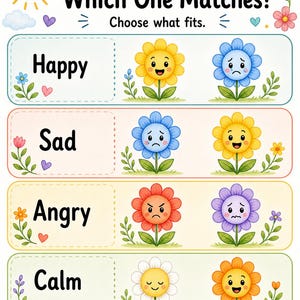 Bijpassende tuin | Werkblad emotie matchen | Afdrukbare pdf | Digitale download afbeelding 7