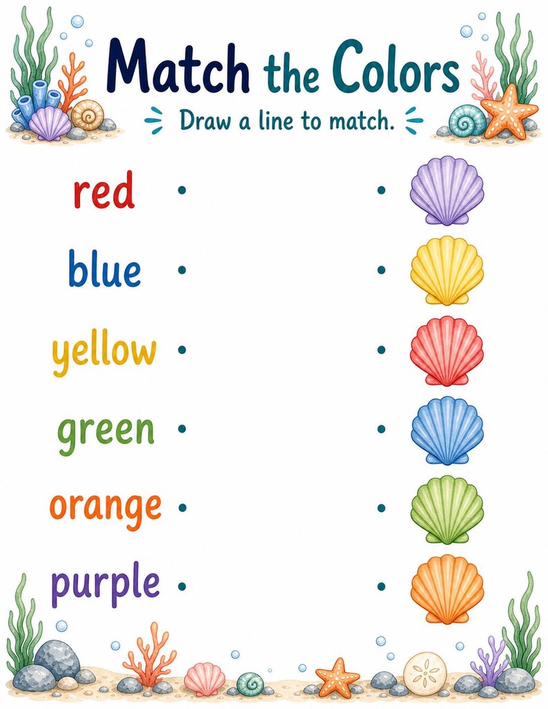 Ocean Color Splash | Color Worksheets | Printable PDF | Digital Download image 3