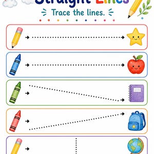 Rainbow Pre Writing Paths | Pre Writing Worksheets | Printable PDF | Digital Download image 3