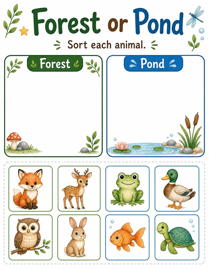 Amis des animaux de la forêt | Feuilles de travail sur les animaux | PDF imprimable | Téléchargement numérique image 6