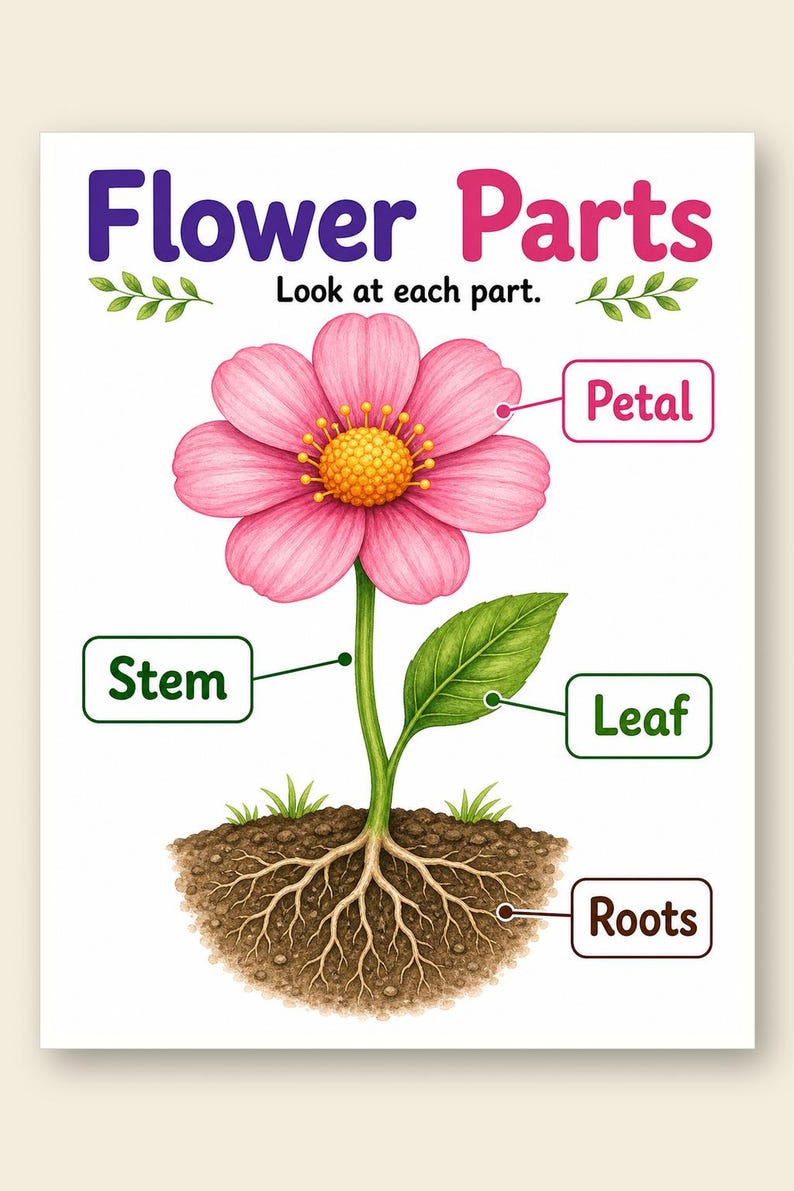Flower Parts Garden | Parts of a Flower Worksheet | Printable PDF | Digital Download image 9