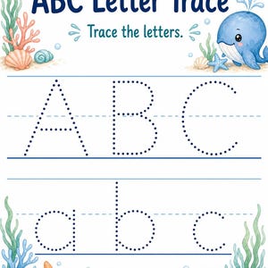 Little Whale ABCs | Preschool Worksheets | Printable PDF | Digital Download image 3