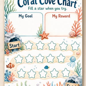 Coral Cove Stars | Reward Chart for Kids | Printable PDF | Digital Download image 5