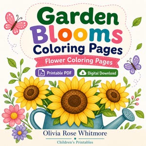 Garden Blooms Coloring Pages | Flower Coloring Pages | Printable PDF | Digital Download image 1