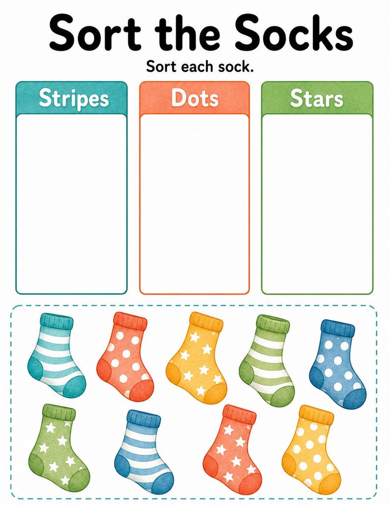 Sonnige Sockenpaare | Socken-Matching-Spiel | Druckbare PDF | Digitaler Download Bild 4
