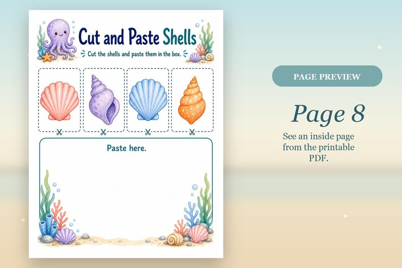 Octopus Scissor Skills | Scissor Skills Worksheets | Printable PDF | Digital Download image 9
