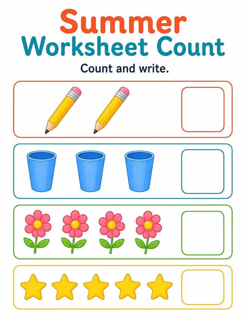 Sunny Summer Worksheet Pages | Summer Worksheets for Kids | Printable PDF | Digital Download image 5