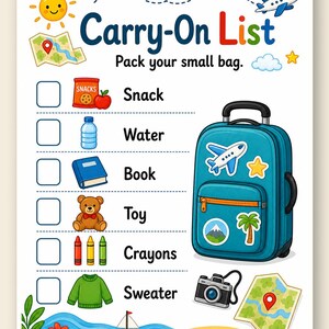 Lista de Itens para Viagem | Lista de Itens para Crianças | PDF para Imprimir | Download Digital imagem 9
