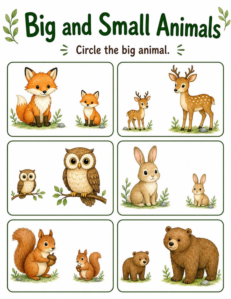 Amis des animaux de la forêt | Feuilles de travail sur les animaux | PDF imprimable | Téléchargement numérique image 5