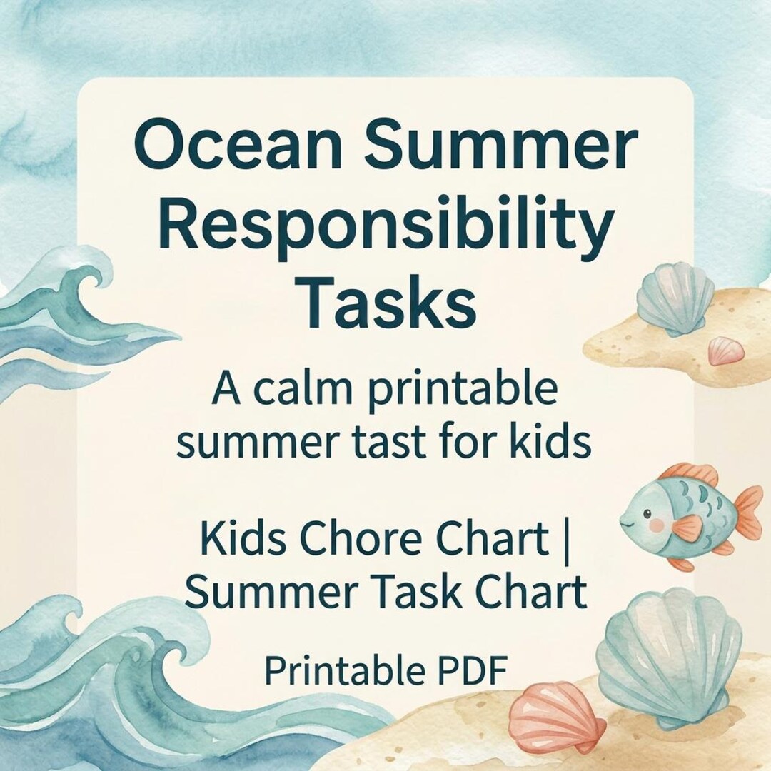 Summer Task Play Group.pdf Ocean Summer Responsibility Tasks | Kids Chore Chart | Printable PDF ...