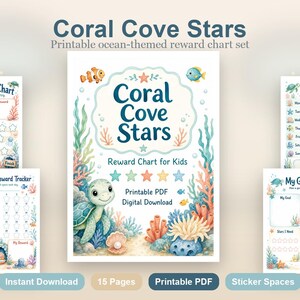 Coral Cove Stars | Reward Chart for Kids | Printable PDF | Digital Download image 2