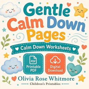 Gentle Calm Down Pages | Calm Down Worksheets | Printable PDF | Digital Download image 1
