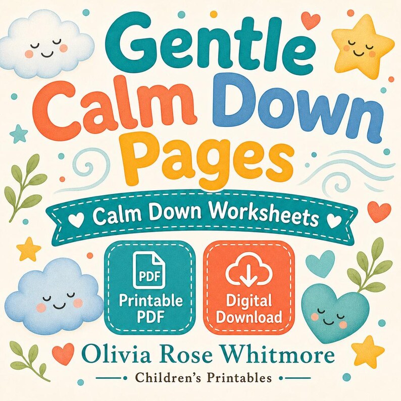 Gentle Calm Down Pages | Calm Down Worksheets | Printable PDF | Digital Download image 1