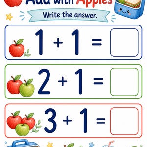 Lunchbox Addition | Addition Worksheets | Printable PDF | Digital Download image 3